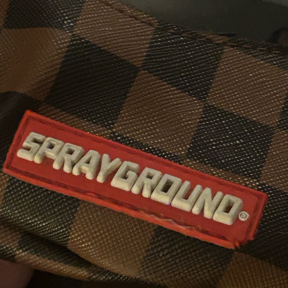 Sprayground Brown Checkered Shark Backpack - Picture 5 of 6